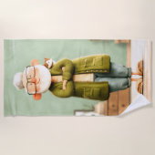 Charmanter Opa und seine Katze Strandtuch (Vorderseite)