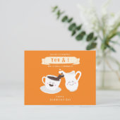 Charmanter Orangen- und Weißkaffee und Milch Postkarte (Stehend Vorderseite)