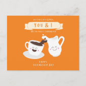 Charmanter Orangen- und Weißkaffee und Milch Postkarte (Vorderseite)