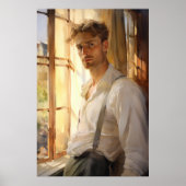 Charmanter Ort: Junge Mannwasserfarbe Poster (Vorne)