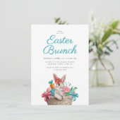 Charmanter Osterbrunch Bunny & Blume Basket Einladung (Stehend Vorderseite)