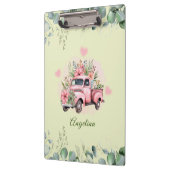 Charmanter Pink Aquarell Truck Floral Green Klemmbrett (Links)