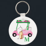 Charmanter Pink Golf Cart mit Clubs und Monogram Schlüsselanhänger<br><div class="desc">Ein charmanter, einzigartiger Golfwagen - pink und grün - geschmackvoll fertig gemacht - bereit, den Golfplatz zu laufen - - Das ist ein großartiges Geschenk für alle Golfliebhaber - Spaß / attraktiv / einzigartig. Personalisieren Sie es mit Ihren Initialen/Monogramm. Wenn Sie Fragen zum Design oder eine spezielle Anfrage haben, senden...</div>