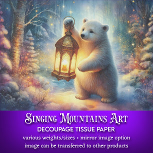 Charmanter Polar Bear Lantern Winterwald Dekoupage Seidenpapier