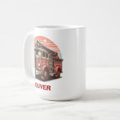 Charmanter Retro-Vintager Feuerzug bei Sonnenunter Kaffeetasse (Vorderseite Links)