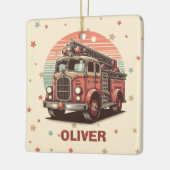 Charmanter Retro-Vintager Feuerzug bei Sonnenunter Keramikornament (Links)