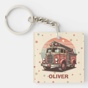 Charmanter Retro-Vintager Feuerzug bei Sonnenunter Schlüsselanhänger