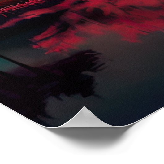 Charmanter Rosa Baum am Reflektivsee Poster (Ecke)