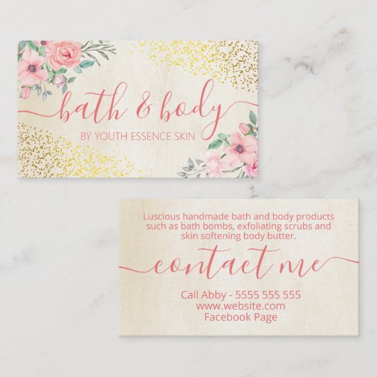 Charmanter Rosenbad & Body Wellness-Center Skincar Visitenkarte (Vorne/Hinten)