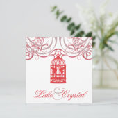 Charmanter Rotkäppchen-Hochzeitsempfang Einladung (Stehend Vorderseite)