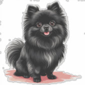 Charmanter schwarzer Pomeranian-Hund Aufkleber (Vorderseite)