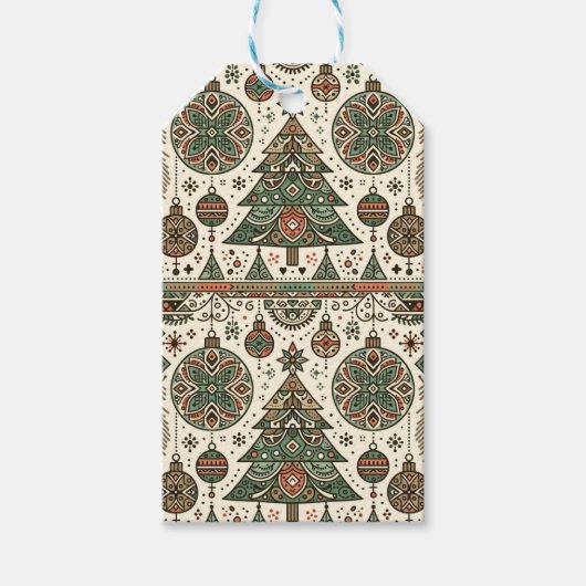 Charmanter skandinavischer Weihnachtsbaum und Orna Geschenkanhänger (Vorderseite)