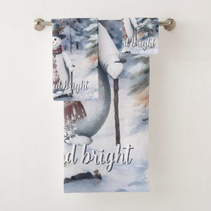 Charmanter Snowman Watercolor Winterwald Badhandtuch Set