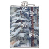 Charmanter Snowman Watercolor Winterwald Flachmann (Rückseite)