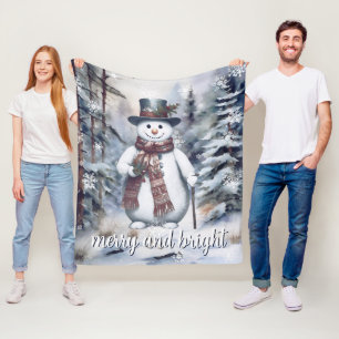 Charmanter Snowman Watercolor Winterwald Fleecedecke