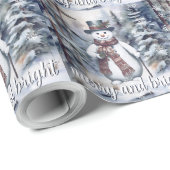 Charmanter Snowman Watercolor Winterwald Geschenkpapier (Rolleneckpunkt)