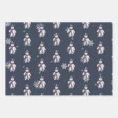 Charmanter Snowman Watercolor Winterwald Geschenkpapier Set (Vorderseite 2)