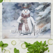 Charmanter Snowman Watercolor Winterwald Geschirrtuch (Gefaltet)