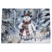 Charmanter Snowman Watercolor Winterwald Große Geschenktüte (Vorderseite)