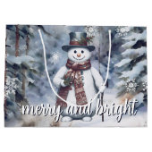 Charmanter Snowman Watercolor Winterwald Große Geschenktüte (Rückseite)