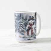Charmanter Snowman Watercolor Winterwald Kaffeetasse (VorderseiteRechts)