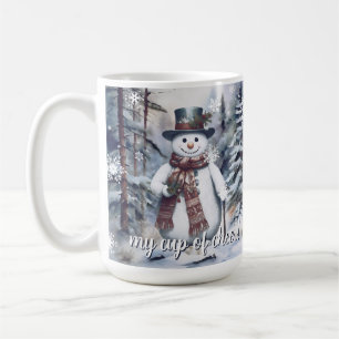 Charmanter Snowman Watercolor Winterwald Kaffeetasse