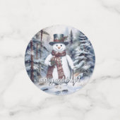 Charmanter Snowman Watercolor Winterwald Konfetti (Klein Vorderseite)