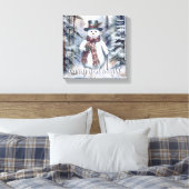 Charmanter Snowman Watercolor Winterwald Leinwanddruck (Insitu (Schlafzimmer))