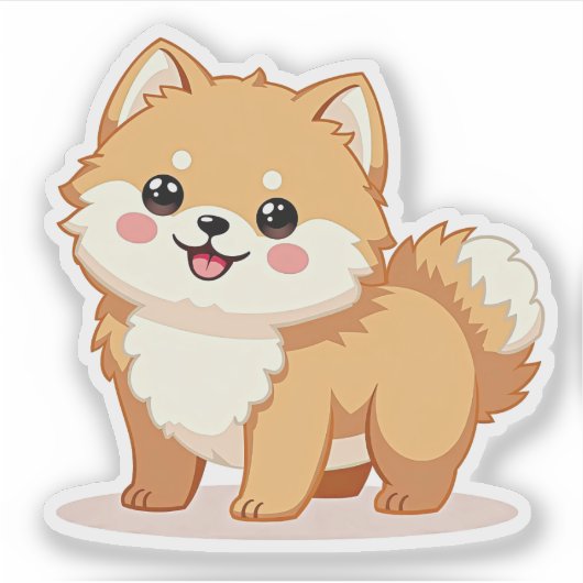 Charmanter Spitz, Adorable Kawaii Expression, Aufkleber (Vorderseite)