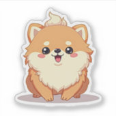 Charmanter Spitz, Bubbly Kawaii Delight, Klein Aufkleber (Vorderseite)