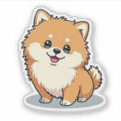 Charmanter Spitz, Bubbly Kawaii, klein Aufkleber (Vorderseite)