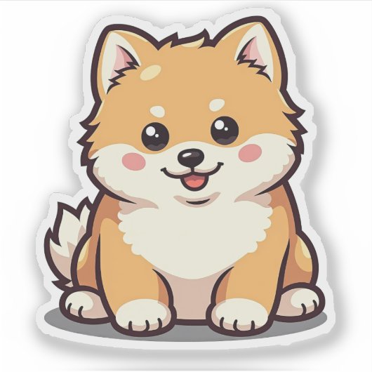 Charmanter Spitz, Bubbly Kawaii, klein Aufkleber (Vorderseite)