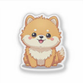 Charmanter Spitz, flauschige Freude, klein Aufkleber (Vorderseite)