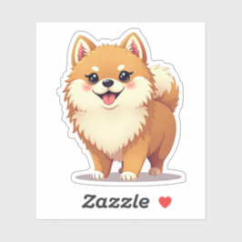 Charmanter Spitz, Kawaii Delight, Klein Aufkleber