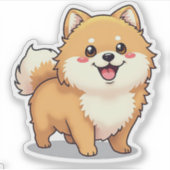 Charmanter Spitz, spielerisch Kawaii Render, klein Aufkleber (Vorderseite)