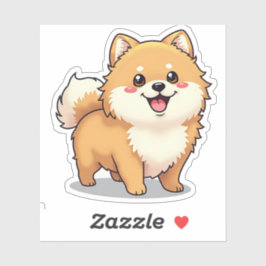 Charmanter Spitz, spielerisch Kawaii Render, klein Aufkleber