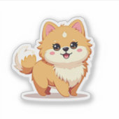 Charmanter Spitz, Whimsical Kawaii Flair, Klein Aufkleber (Vorderseite)