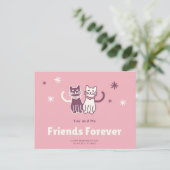 Charmanter Tag der Freundschaft zwischen Rosa und Postkarte (Stehend Vorderseite)