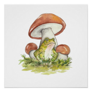 Charmanter Toad unter dem Pilz Poster