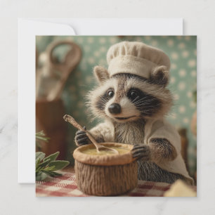 Charmanter und Niedlicher Raccoon-Koch, der eine S Feiertagskarte