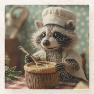 Charmanter und Niedlicher Raccoon-Koch, der eine S Glasuntersetzer