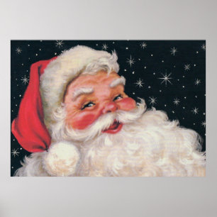 Charmanter Vintager Weihnachtsmann Poster