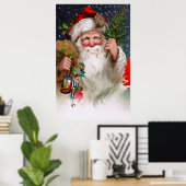 Charmanter Vintager Weihnachtsmann Poster (Heimbüro)