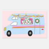 Charmanter Weihnachtscamper Vintag RV Xmas Rechteckiger Aufkleber (Vorderseite)