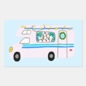 Charmanter Weihnachtscamper Vintag RV Xmas Rechteckiger Aufkleber (Vorderseite)