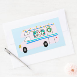 Charmanter Weihnachtscamper Vintag RV Xmas Rechteckiger Aufkleber