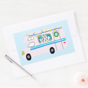 Charmanter Weihnachtscamper Vintag RV Xmas Rechteckiger Aufkleber