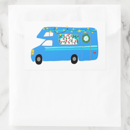 Charmanter Weihnachtscamper Vintag RV Xmas Rechteckiger Aufkleber (Tasche)