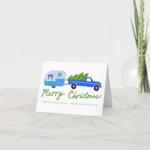 Charmanter Weihnachtscamper Vintager Anhänger RV X Feiertagskarte