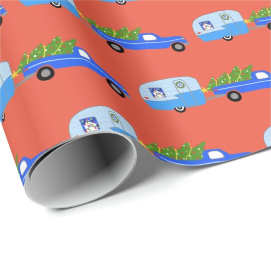 Charmanter Weihnachtscamper Vintager Anhänger RV X Geschenkpapier (Rolleneckpunkt)